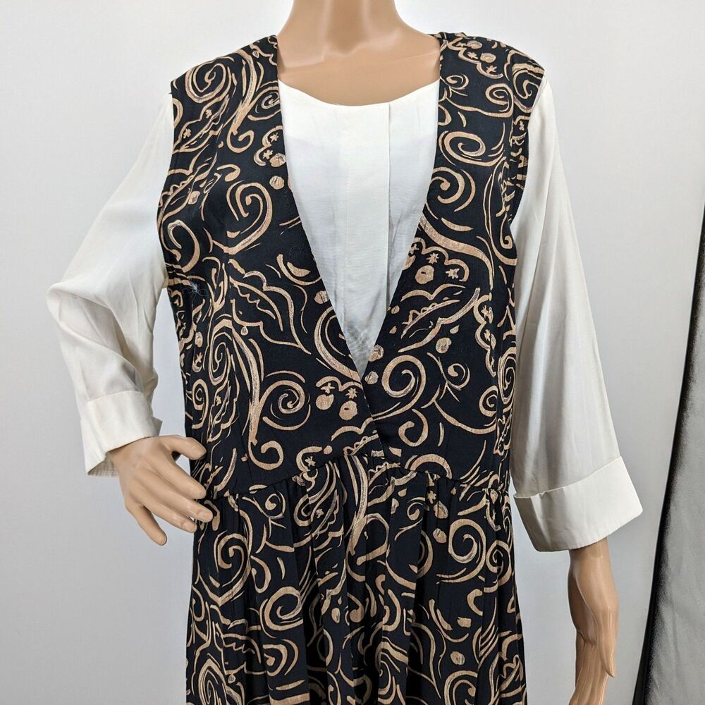 Vintage 1990s K Studio Maxi Dress Cottagecore Boho Granny Size 14 Petite